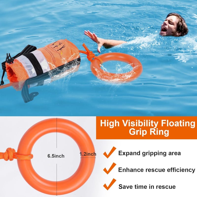 HOKINETY Water Rescue Throw Bag - 3/10 Inch Rope with 50FT /70FT/100FT Length Up to 1900lbs Tensile Strength Throwable Flotation Device - Emergency Safety Equipment for Kayak Raft Boat - Image 3